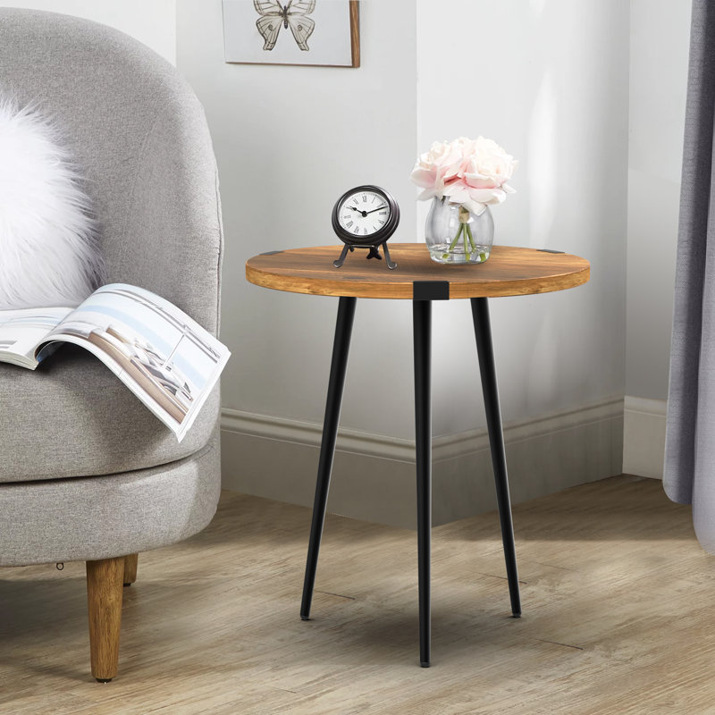 Chantay Round End Table with 3 Legs Corrigan Studio Table Top Color Rustic Oak